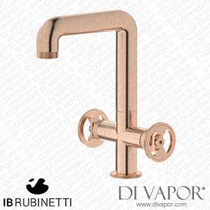 IB Rubinetti B1205SR_6 Bold Monohole Washbasin Mixer with Two Handles Complete with Drain - Red Lever Spare Parts