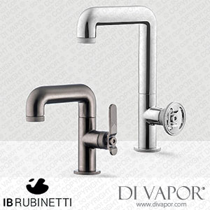 IB Rubinetti B1205SS_6 Bold Monohole Washbasin Mixer with Two Handles Complete with Drain - Red Lever Spare Parts