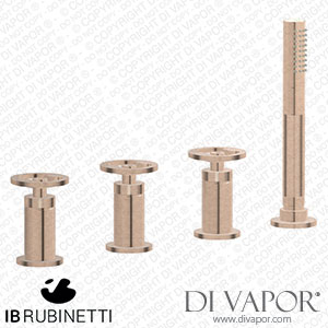 IB Rubinetti B1397SR Bold Four Holes Bath Filler with Overflow Outlet Connection Diverter and Shower Kit Spare Parts