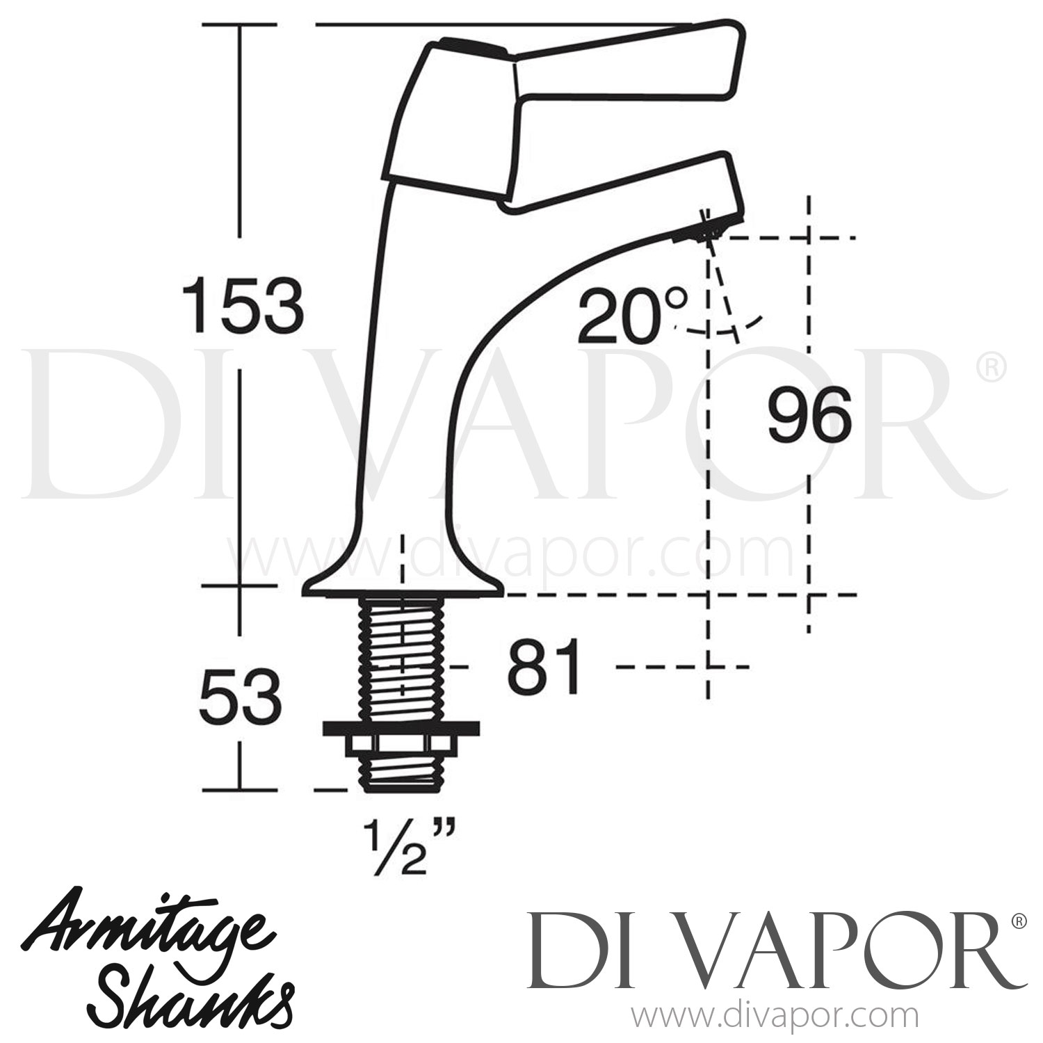 Armitage Shanks B1679AA Alterna 21 High Neck Pillar Taps 1/2 Inch Spare ...