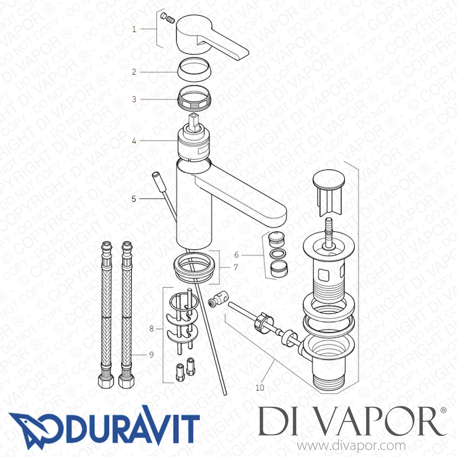 Duravit B.2 Single Lever Basin Mixer M (B21020001) Spare Parts