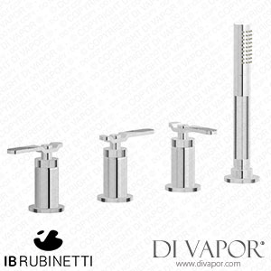 IB Rubinetti B2397CC Bold Four Holes Bath Filler with Overflow Outlet Connection Diverter and Shower Kit Spare Parts