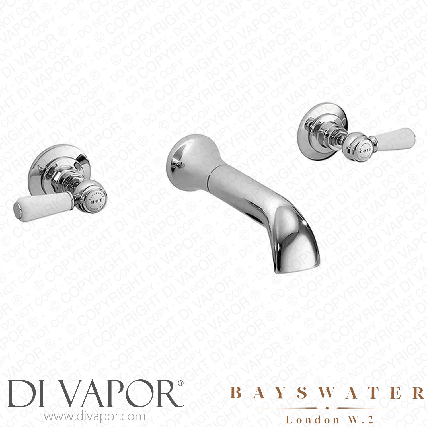 Bayswater White Lever 3 Tap Hole Wall Mounted Bath Filler - BAYT409 Spare Parts