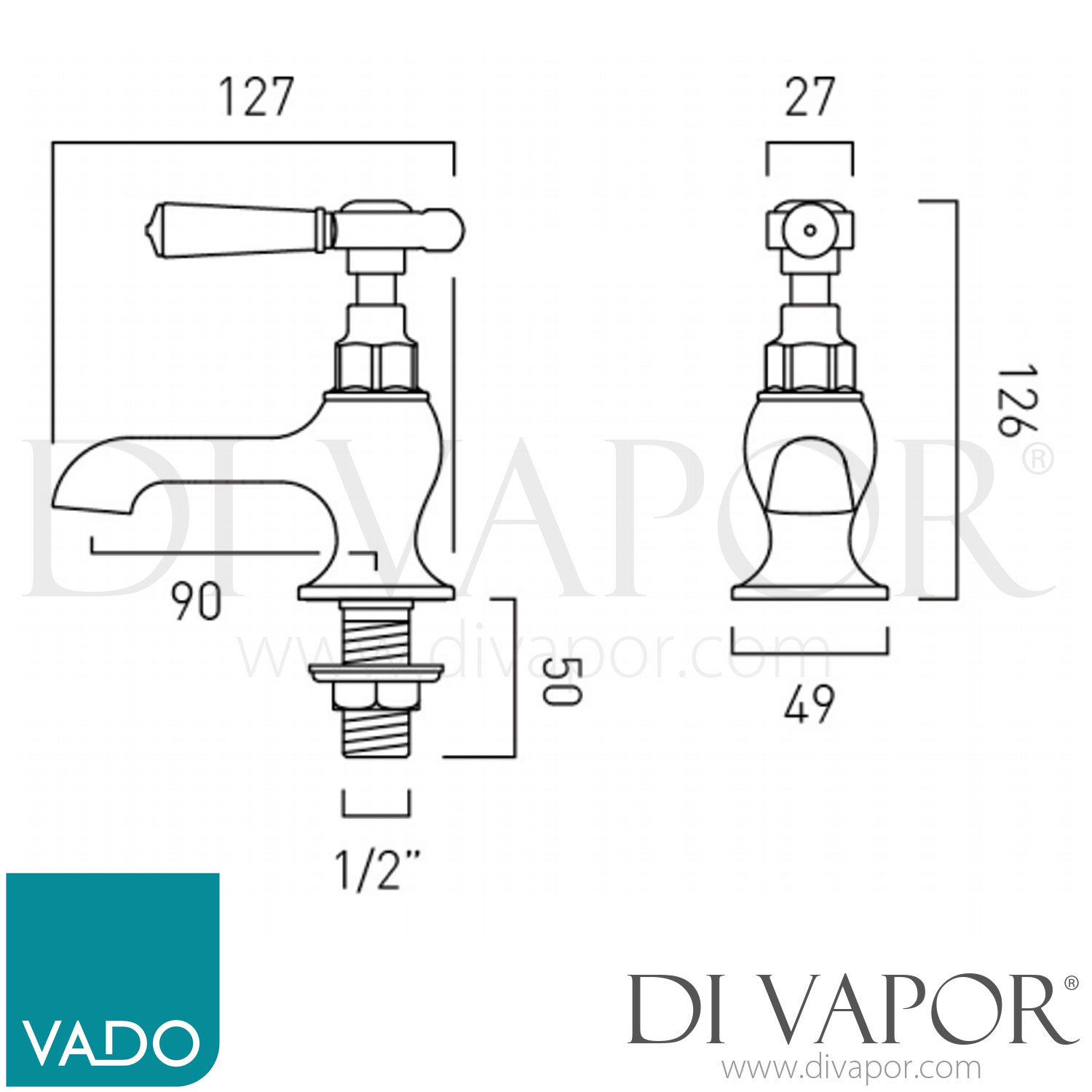 VADO BC-AXB-206-CP Axbridge Basin Pillar Taps Spares