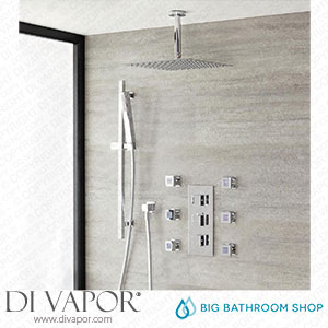 Big Bathroom Shop BDL0457 Milano Arvo - Chrome Thermostatic Shower with Diverter Shower Head Hand Shower Body Jets and Riser Rail (3 Outlet) Spare Parts