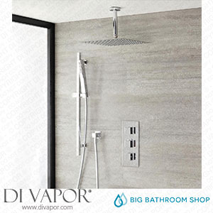 Big Bathroom Shop BDL0476 Milano Arvo - Chrome Thermostatic Shower with 300mm Ceiling Shower Head Hand Shower and Riser Rail (2 Outlet) Spare Parts