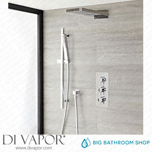 Big Bathroom Shop BDL0692EU-E-2 Milano Mirage - Chrome Thermostatic Shower with Diverter Waterblade Shower Head Hand Shower and Riser Rail (3 Outlet) Spare Parts