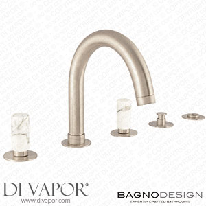 BagnoDesign BDM-SES-453-W-NB Sestriere | 5 Hole Bath Shower Mixer with White Marble Handle without Hand Shower Spare Parts