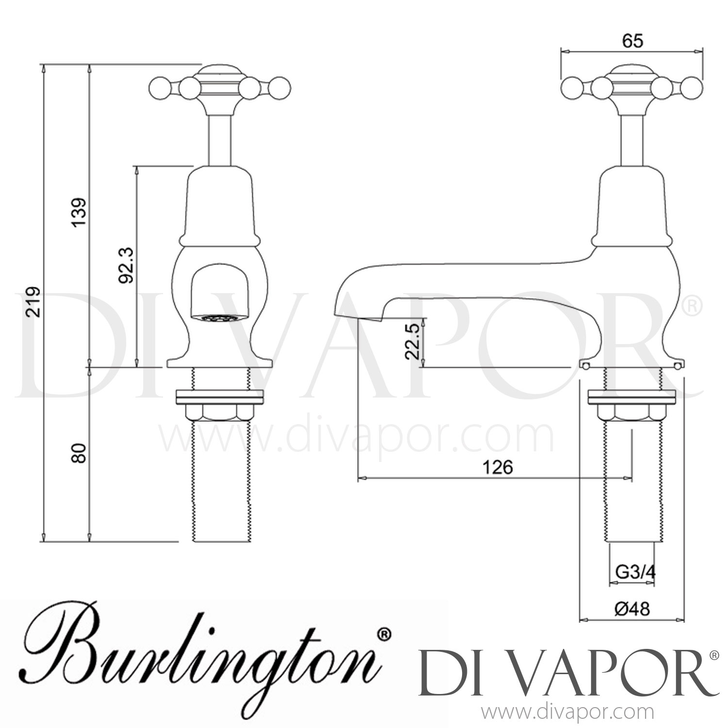 Burlington BI3-QT Birkenhead Deck Mounted Bath Tap Spare Parts