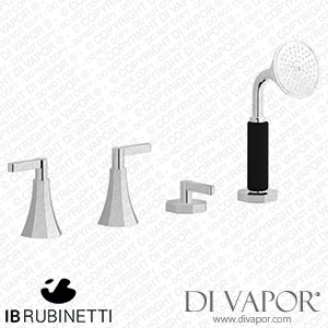 IB Rubinetti BL397CC Belmondo + Belmondo Elle Four Holes Bath Filler with Overflow Outlet Connection Diverter and Shower Kit Spare Parts