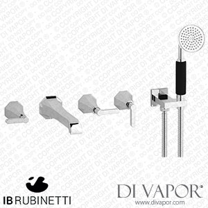 IB Rubinetti BL398CC Belmondo + Belmondo Elle Five Holes Wall Mounted Bath Filler with Shower Kit Spare Parts