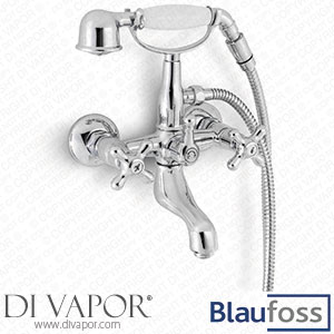 Blaufoss 1753 Star Bath Mixer Tap with Glossy Chrome Shower Head Spare Parts