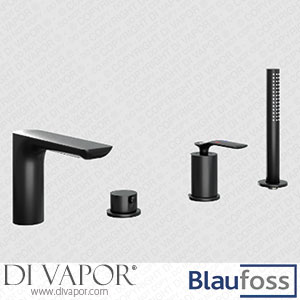 Blaufoss 200392 Expo 4-Hole Rim-Mounted Bath Tap with Matt Black Shower Head Spare Parts