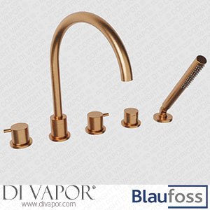 Blaufoss 200538 Round 5-Hole Bath Tap Brushed Rosegold with Hand Shower Spare Parts