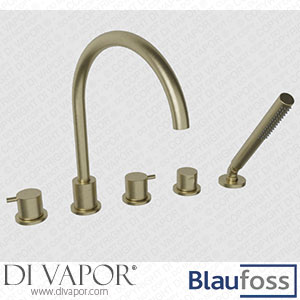 Blaufoss 200540 Round 5-Hole Bath Tap Brushed Champagne Gold with Hand Sshower Set Spare Parts