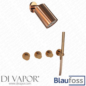 Blaufoss KRA_200527_200697 Pavilion Thermostatic Built-In Shower Set with Rain Shower Head 14 x 9 cm Brushed Rose Gold Spare Parts