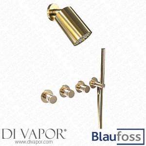 Blaufoss KRA_200529_200699 Pavilion Thermostatic Built-In Rain Shower Set with Rain Shower Head 14 x 9 cm Brushed Champagne Gold Spare Parts