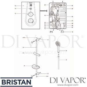 Bristan Glee 9.5 kW White Electric Shower Spare Parts BR DV 116