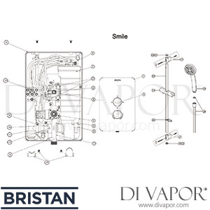 Bristan Smile 8.5kW Electric Shower White Shower Spare Parts BR DV 120