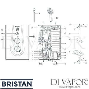 Bristan Glee MK2 Electric Shower Spare Parts - BR DV 340