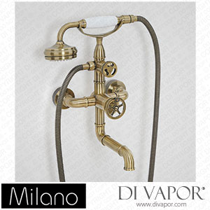 Milano BT0503AB Zandra Industrial Style Wall Bath Shower Mixer Tap Brushed Gold Spare Parts