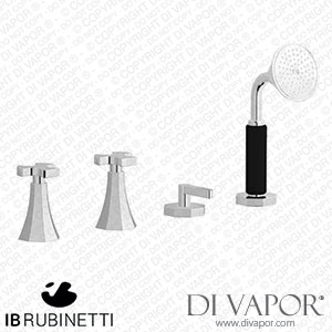 IB Rubinetti BT397CC Belmondo + Belmondo Elle Four Holes Bath Filler with Overflow Outlet Connection Diverter and Shower Kit Spare Parts