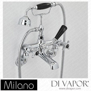 Milano BTE113CBX Elizabeth Traditional Wall Bath Shower Mixer Tap Chrome and Black Spare Parts