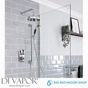 Big Bathroom Shop BTSVC04B Milano Elizabeth - Chrome and Black Traditional Thermostatic Shower with Diverter Shower Head Hand Shower and Riser Rail (2 Outlet) Spare Parts