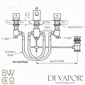 Barber Wilsons Q2-6450 3 Hole Basin Tap with Pop-Up Waste and 115mm Nozzle Spare Parts