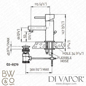 Barber Wilsons Q2-6570 Q Lift and Turn Monoblock Basin Mixer with Pop-Up Waste Spare Parts