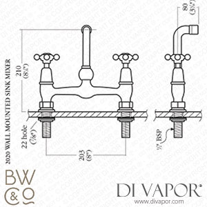 Barber Wilsons RCL2020-19 1900 Regent China Lever Wall Mount Bridge Kitchen Tap Spare Parts