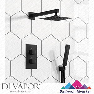 Bathroom Mountain C27014 Carrick Essential Matt Black Square Thermostatic Shower Set & Hand Shower Spare Parts