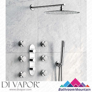 Bathroom Mountain C27026 Ballina Premium Chrome Round Thermostatic Set - 300mm Head Hand Shower & Body Jets Spare Parts