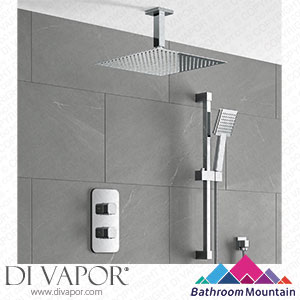 Bathroom Mountain C27040 Galway Premium Ceiling Chrome Square Thermostatic Shower Set - 300mm Head & Slider Shower Spare Parts