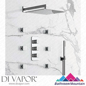 Bathroom Mountain C27044 Galway Premium Chrome Square Thermostatic Set - 300mm Head Hand Shower & Body Jets Spare Parts