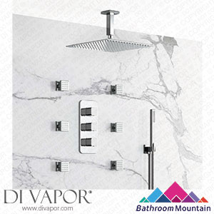 Bathroom Mountain C27045 Galway Premium Ceiling Chrome Square Thermostatic Set - 300mm Head Hand Shower & Jets Spare Parts