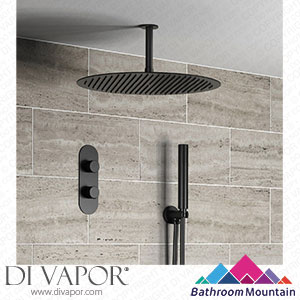 Bathroom Mountain C27061 Ballina Premium Ceiling Matt Black Round Thermostatic Shower Set - 400mm Head & Hand Shower Spare Parts