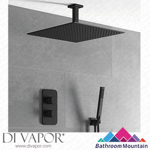 Bathroom Mountain C27069 Galway Premium Ceiling Matt Black Square Thermostatic Shower Set - 400mm Head & Hand Shower Spare Parts