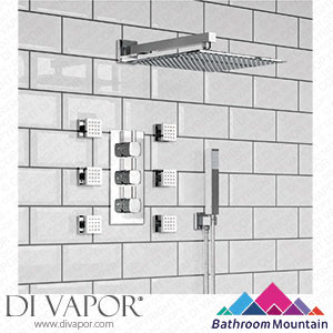 Bathroom Mountain C27075 Chrome square Thermostatic Set - 300mm Head Hand Shower & Body Jets Spare Parts