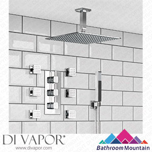 Bathroom Mountain C27076 Ceiling Chrome Square Thermostatic Set - 300mm Head Hand Shower & Jets Spare Parts