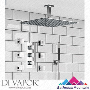 Bathroom Mountain C27077 Ceiling Chrome Square Thermostatic Set - 400mm Head Hand Shower & Jets Spare Parts