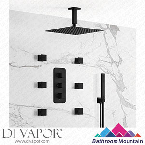 Bathroom Mountain C27094 Galway Premium Ceiling Matt Black Square Thermostatic Set - 300mm Head Hand Shower & Jets Spare Parts