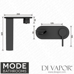 Mode Bathrooms CALA003BK Calatrava Matt Black Wall Mounted Basin Mixer Tap Spare Parts