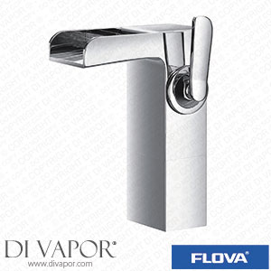 Flova CAMBAS Cascade Mid Height 170Mm Mono Basin Mixer with Slotted Clicker Waste Set Spare Parts