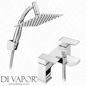 Victorian Plumbing Cast Bath Shower Mixer with 200mm Square Shower Head Extension Arm + Hose Kit - CAS002-KIT Spare Parts