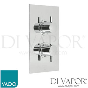 VADO CEL-148C/SQ-3/4-C/P Celsius Square 1 Outlet 2 Handle Concealed Thermostatic Shower Valve