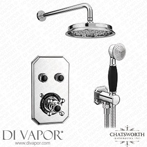 Chatsworth 1928 Black Traditional Push-Button Shower Valve Pack with Handset + Rainfall Shower Head - CHT-PB-PK2-BLK Spare Parts