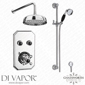 Chatsworth 1928 Black Traditional Push-Button Shower Pack with Slide Rail Kit + Wall Mounted Head - CHTB-PB-PK1 Spare Parts