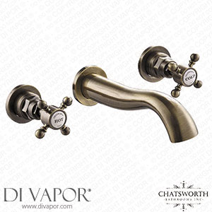 Chatsworth 1928 Antique Brass Wall Mounted Crosshead Basin Mixer Tap - CHWMBASBRA Spare Parts