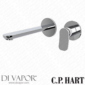 C.P. Hart FLO Wall Mounted Single Lever Basin Mixer 201mm Spout with Click Waste Spare Parts